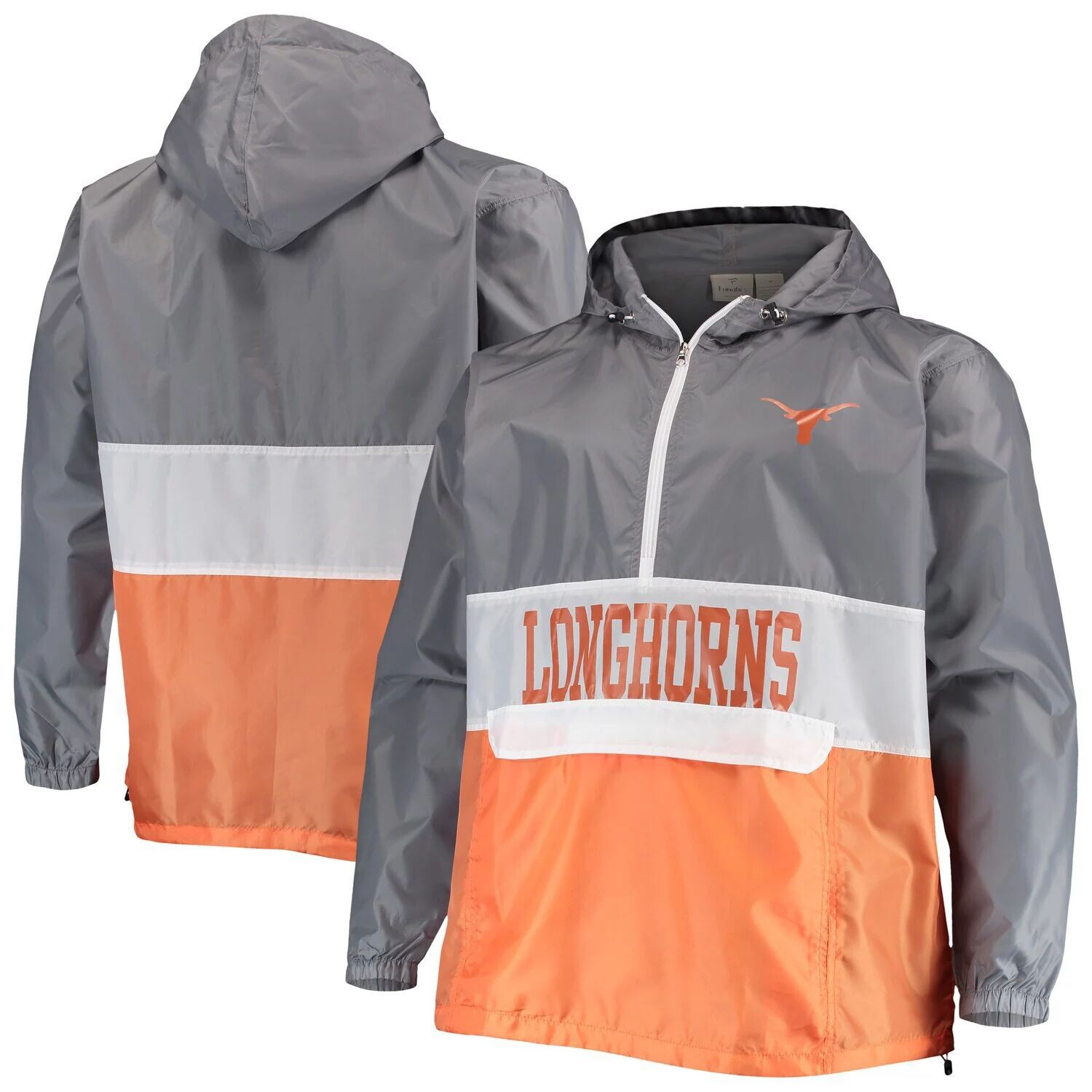 

Мужская водостойкая толстовка с капюшоном на молнии до половины длины Texas Longhorns оранжевого/белого цвета Texas Longhorns Big & Tall, Оранжевый