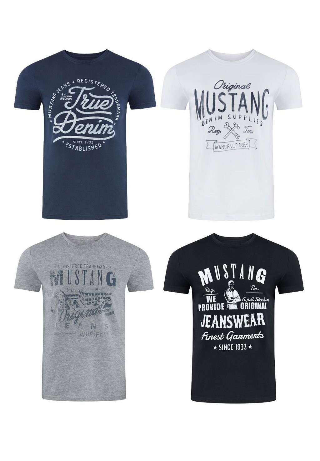 

Футболка с принтом BASIC PRINT TEE 4 PACK Mustang, цвет farbmix