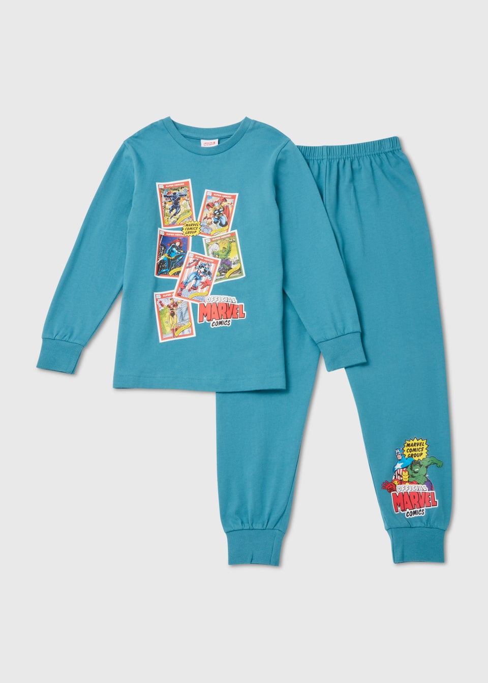 Детский темно-бирюзовый пижамный комплект с комиксами Marvel (5–12 лет) подарочный комплект комиксов шедевры marvel