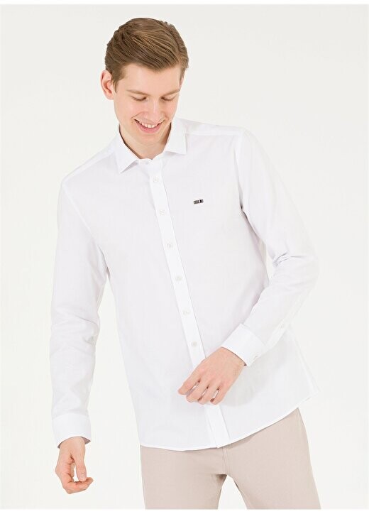 

Белая мужская рубашка с воротником на пуговицах Slim Fit CEDROP023Y U.S. Polo Assn., белый