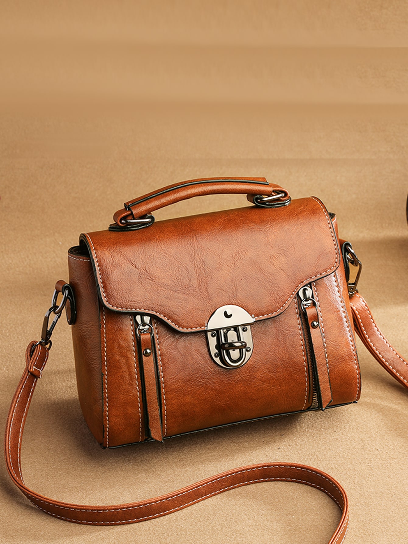 Ретро Ретро Женская сумка через плечо с клапаном, коричневый