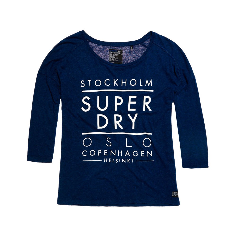 

Футболка Superdry Nordic Slouch Crew 3/4 Sleeve, синий