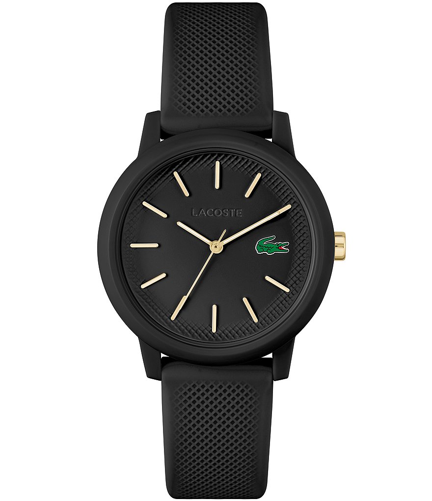 Женские аналоговые часы Lacoste 12.12 с черным силиконовым ремешком, черный