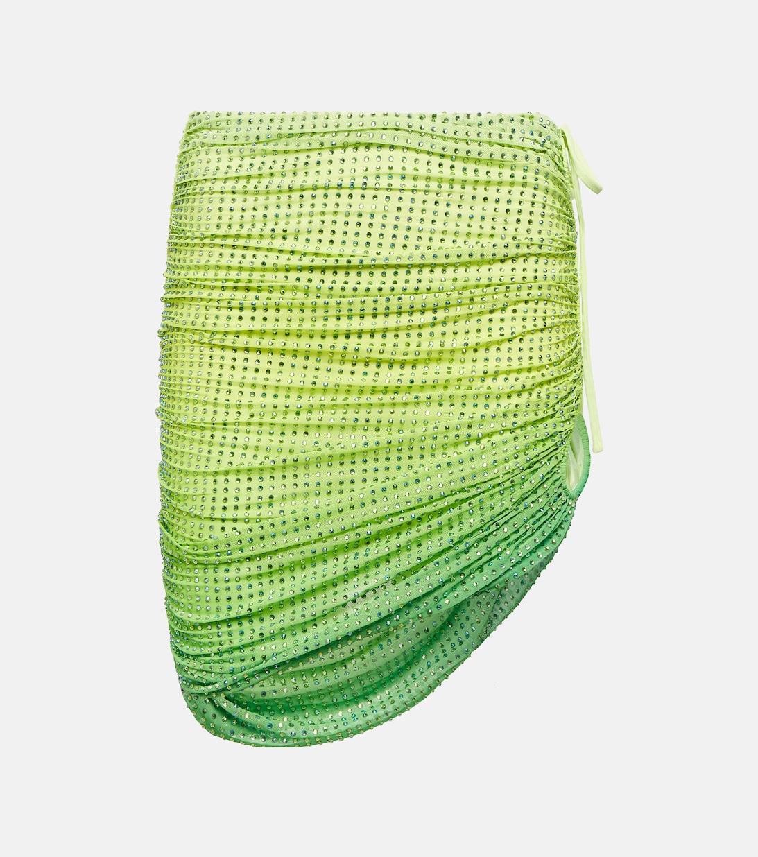 Украшенная мини-юбка с вырезами и рюшами SELF-PORTRAIT, зеленый