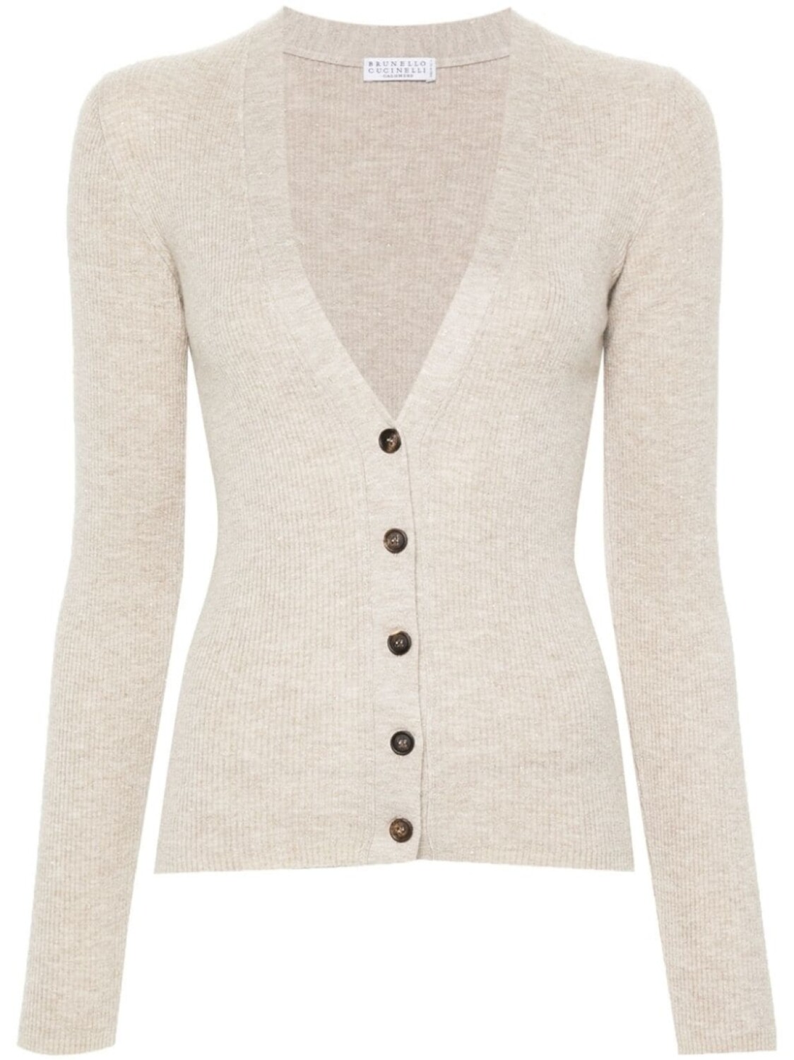 

Brunello Cucinelli кардиган в рубчик с эффектом металлик, нейтральный цвет