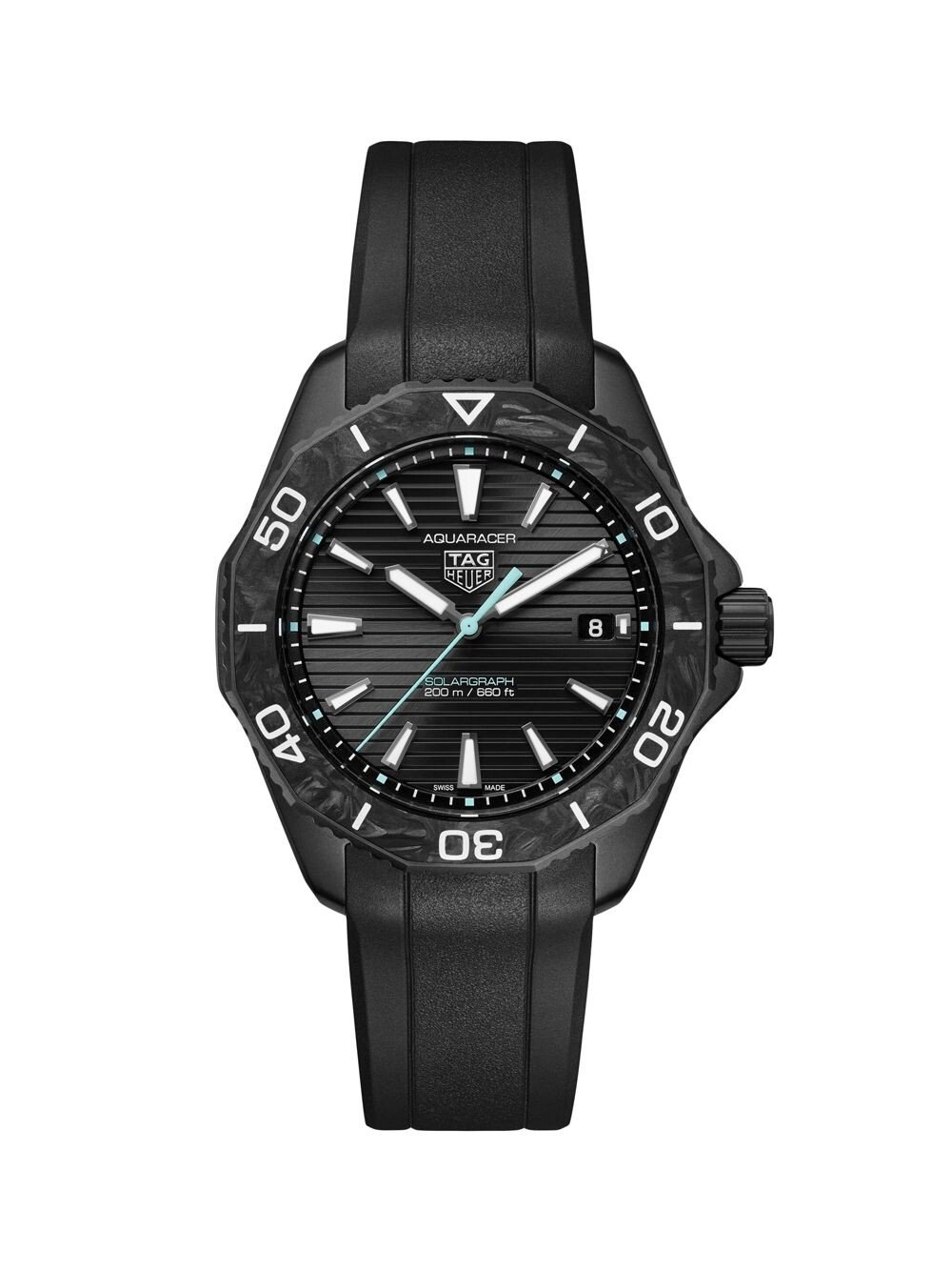

Часы Aquaracer Professional 200 Solargraph из нержавеющей стали с каучуковым ремешком/40 мм TAG Heuer, черный