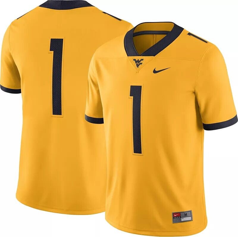 

Мужская футбольная майка Nike West Virginia Mountaineers #1 Gold Dri-FIT Game