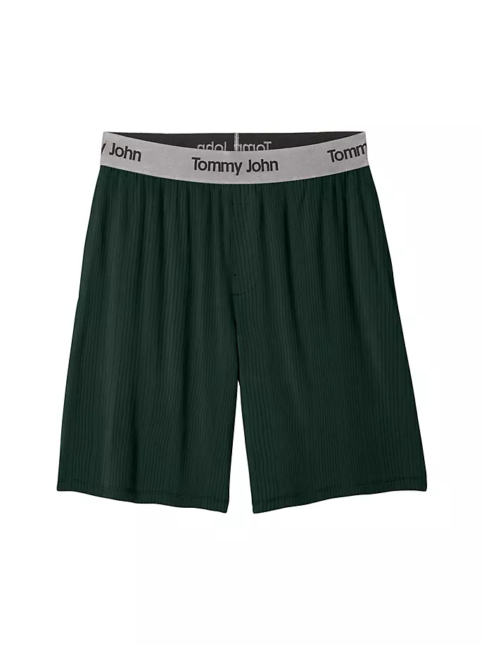 

Шорты для сна вязки в рубчик Second Skin Tommy John, цвет pine