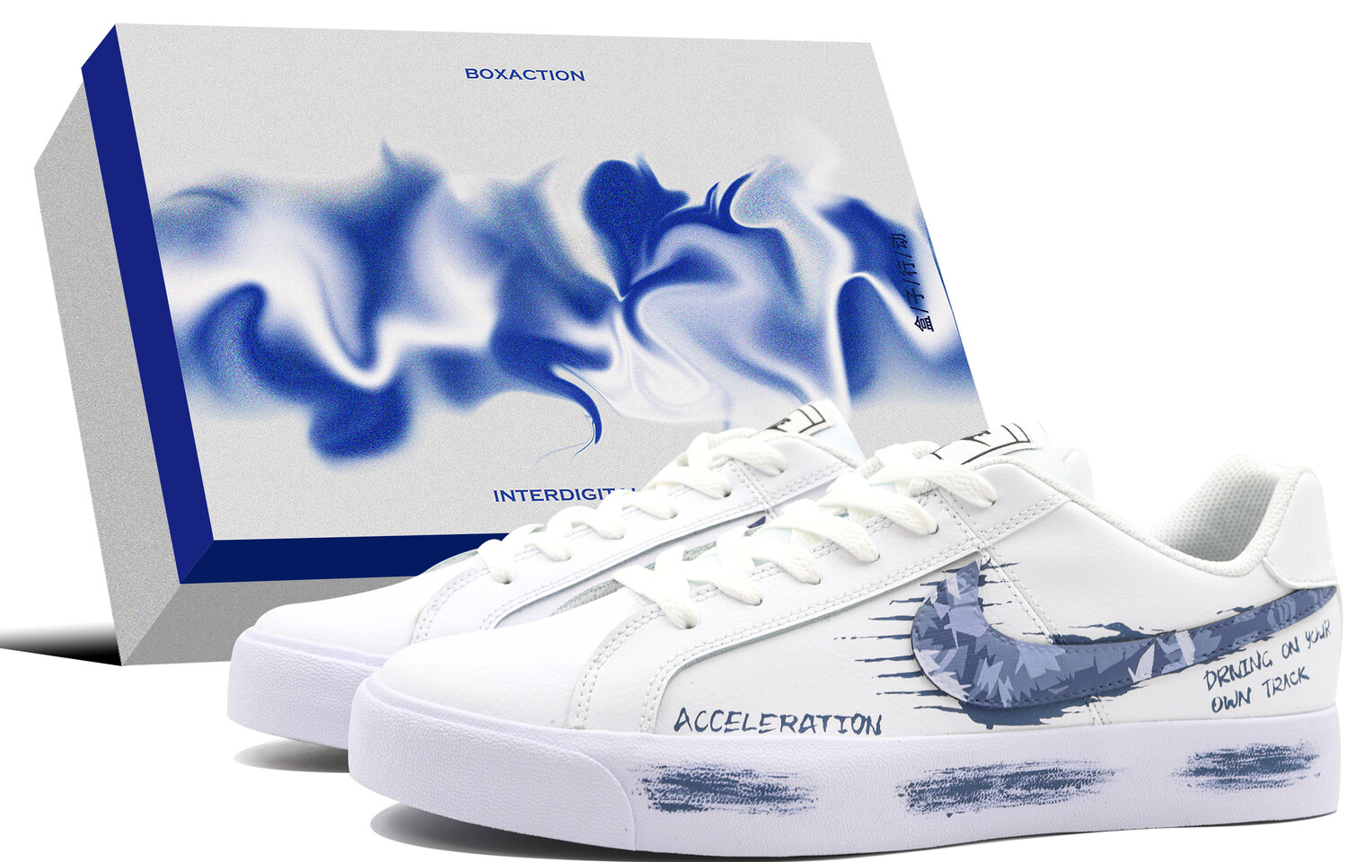

Кроссовки Nike Court Royale Skateboarding Shoes Unisex Low-top White, темно-синий