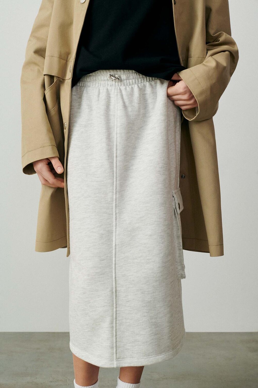 

Плюшевая юбка миди ZARA, серый мергель