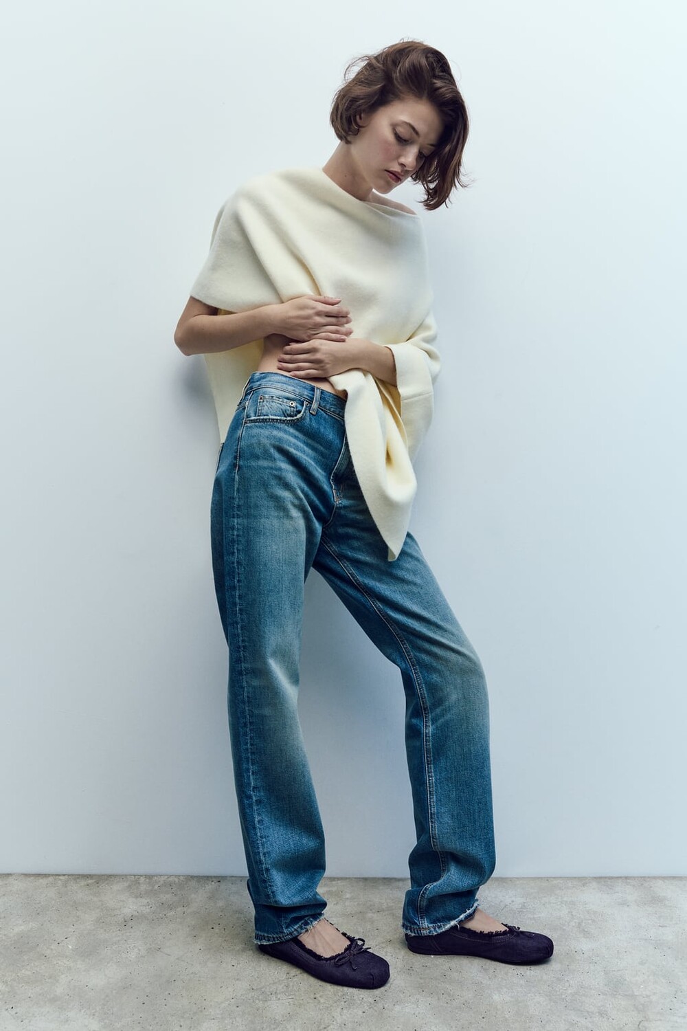 

Балетки из искусственного меха ZARA, синий