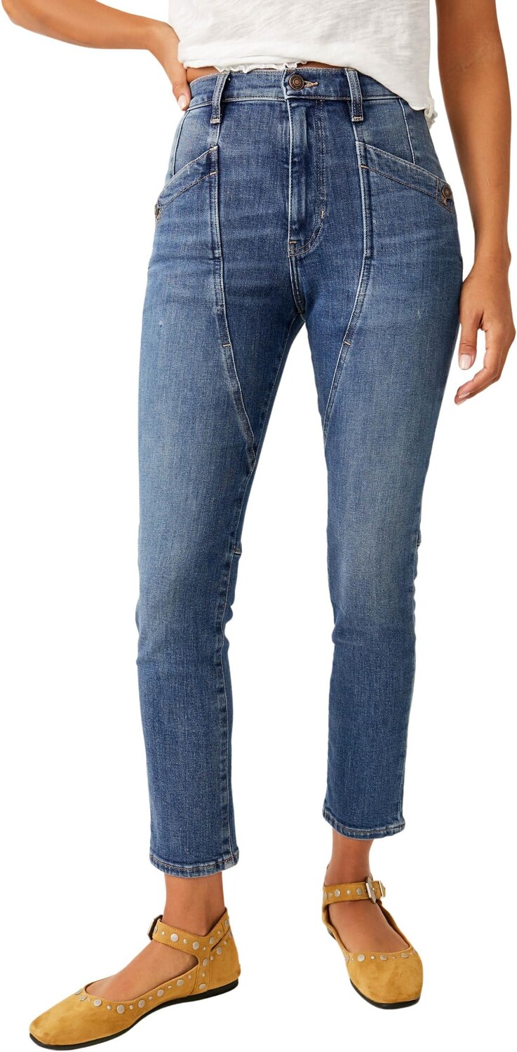 

Джинсы Beacon Mid Rise Slim Crop Free People, цвет Wilder Blue