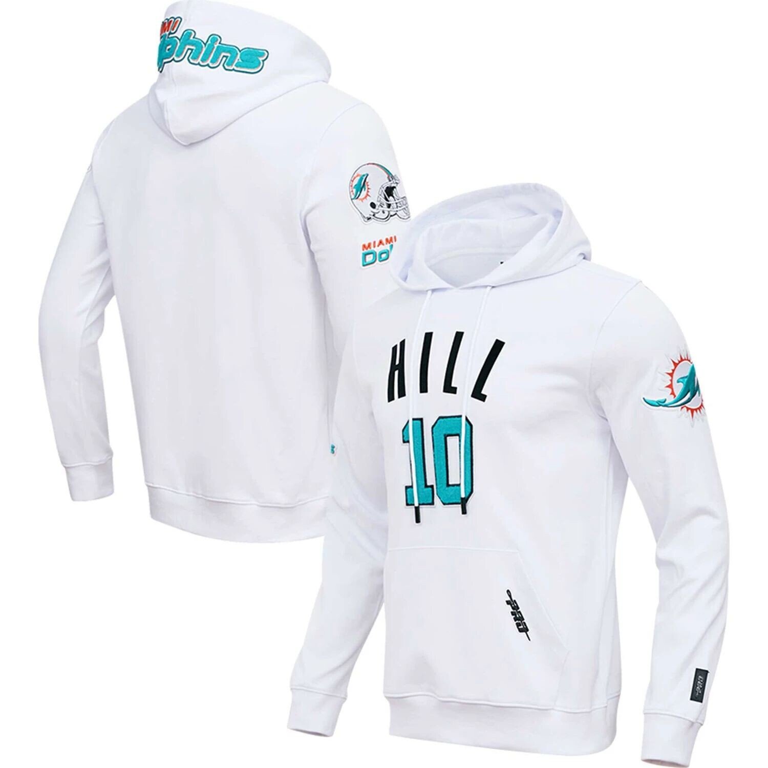 

Мужской пуловер с капюшоном Pro Standard Tyreek Hill White Miami Dolphins с именем и номером игрока