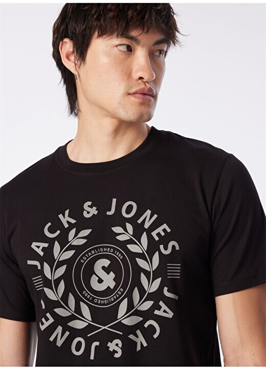 

Черная мужская футболка с круглым вырезом JORJAMES SS TEE EXC Jack & Jones, черный