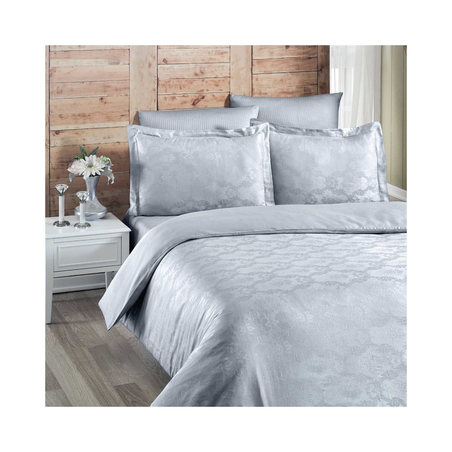 

Комплект постельного белья Maxstyle из жаккардового сатина Evgenia Grey