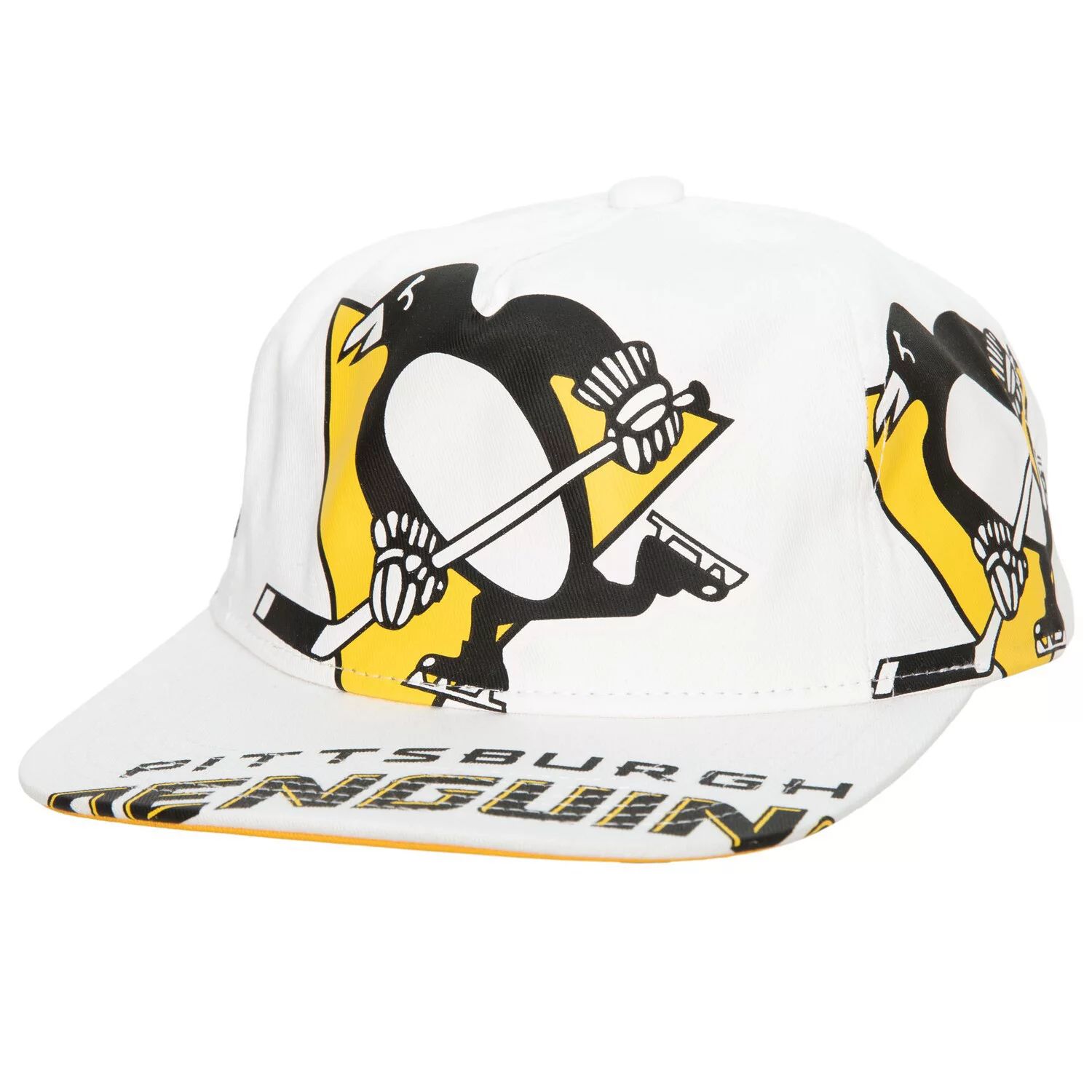 

Мужская кепка Mitchell & Ness White Pittsburgh Penguins In Your Face Deadstock Snapback