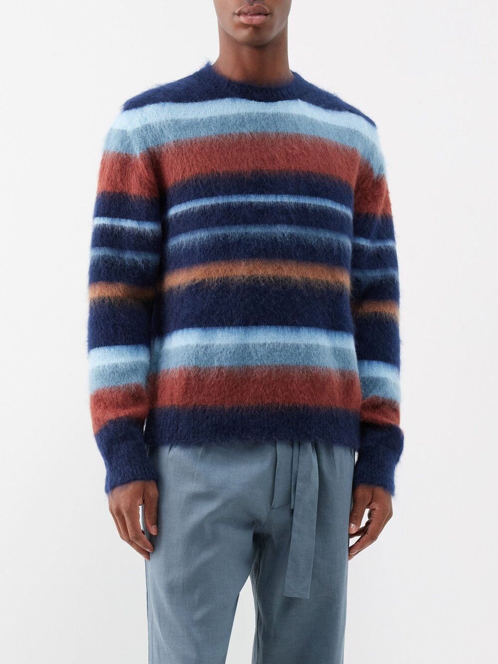 

Полосатый свитер из мохера Etro, синий