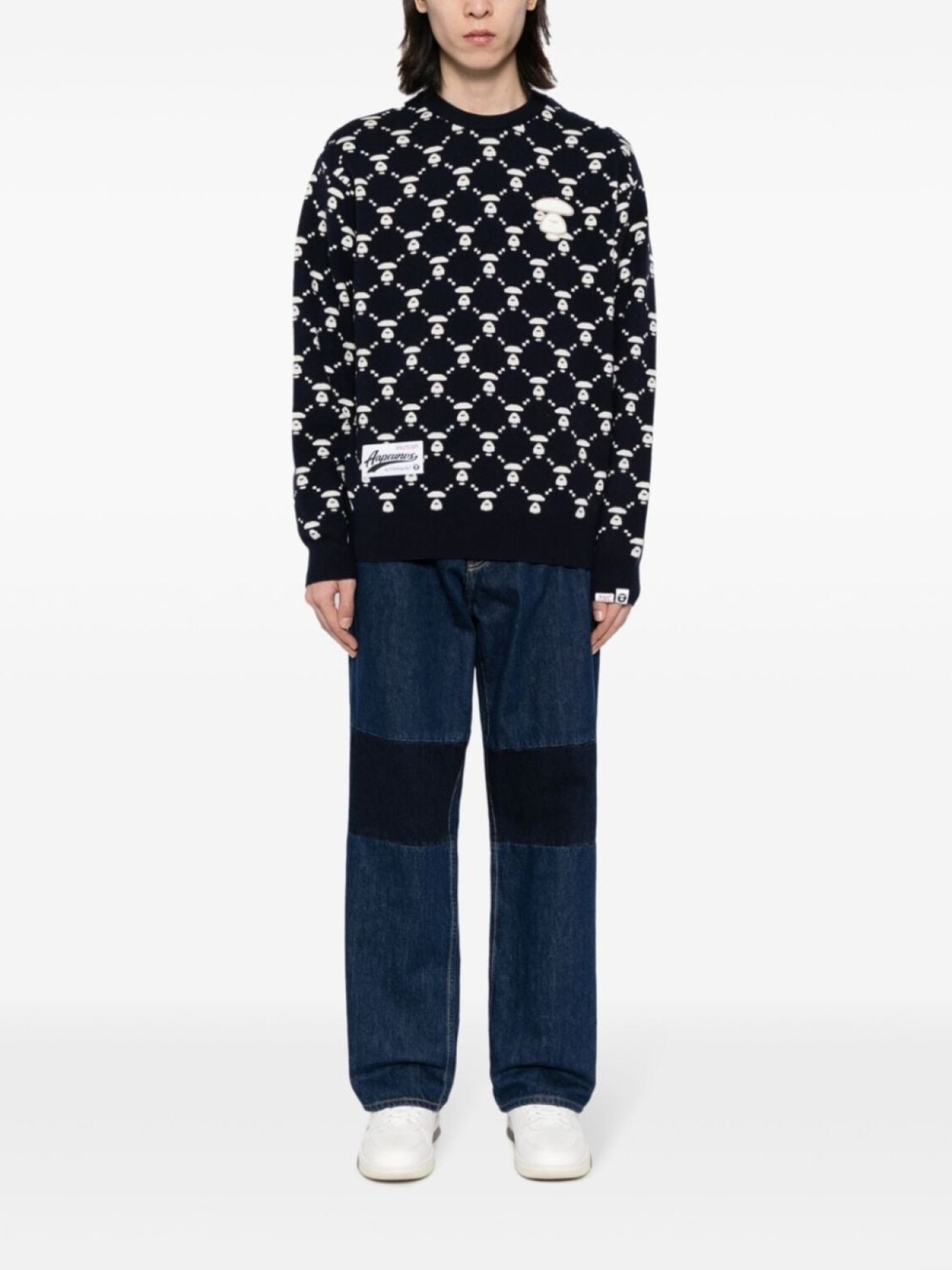 

A Bathing Ape джемпер вязки интарсия с узором, синий