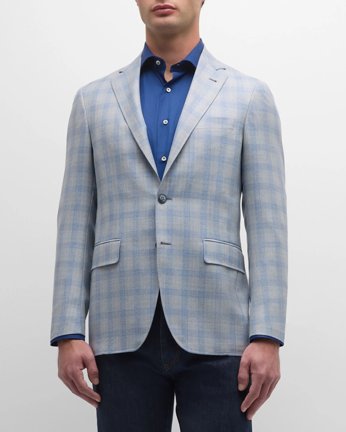 

Мужское спортивное пальто в клетку Super 130s Canali, цвет Light Grey