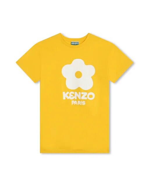 

Платье с короткими рукавами и рисунком спереди на девочку Kenzo Kids, желтый