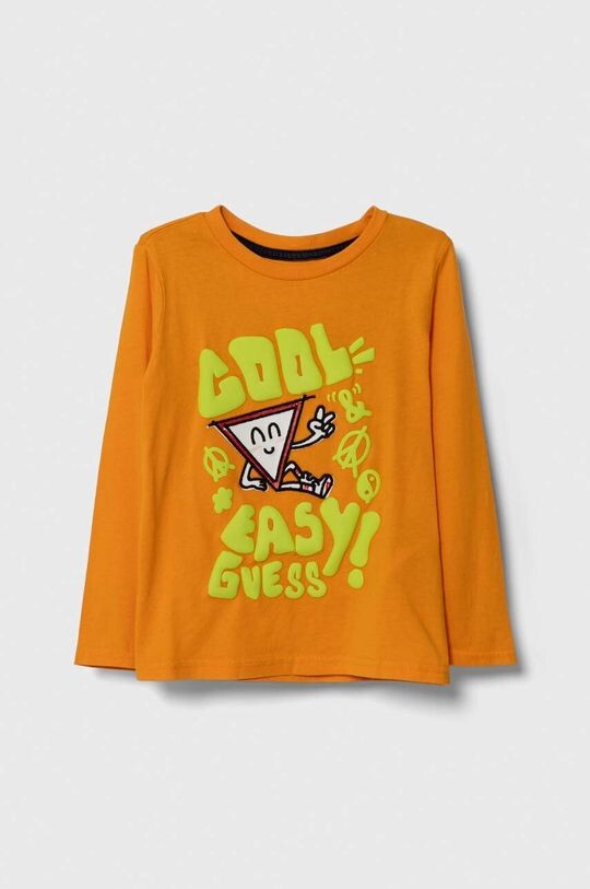 

Детская хлопковая рубашка Guess с длинными рукавами, оранжевый