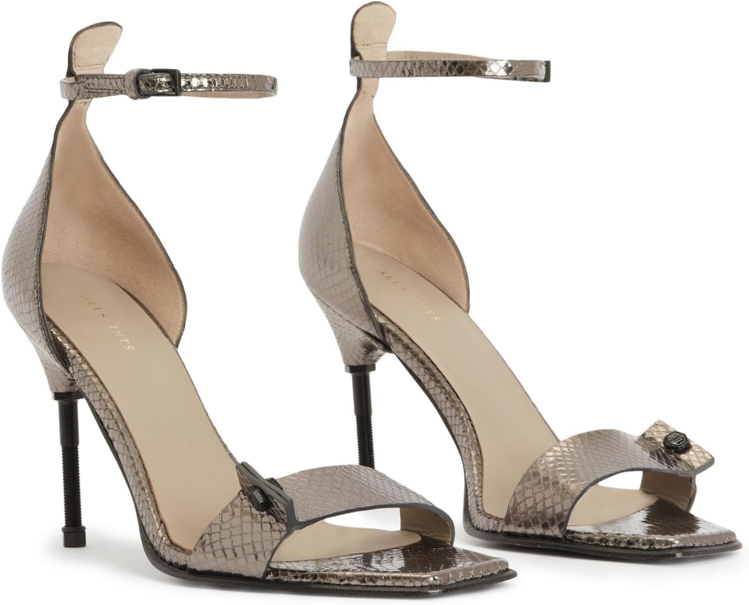 

Туфли Betty Snake Sandal AllSaints, цвет Gunmetal Grey