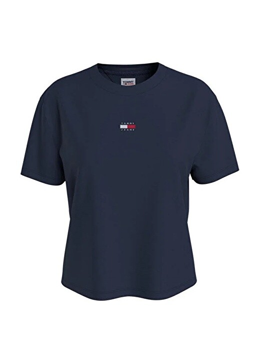 

Синяя женская футболка с круглым вырезом и принтом Tommy Jeans, Синий