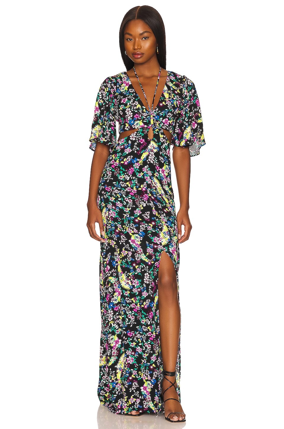 

Платье макси AFRM Savvy, цвет Noir Paisley