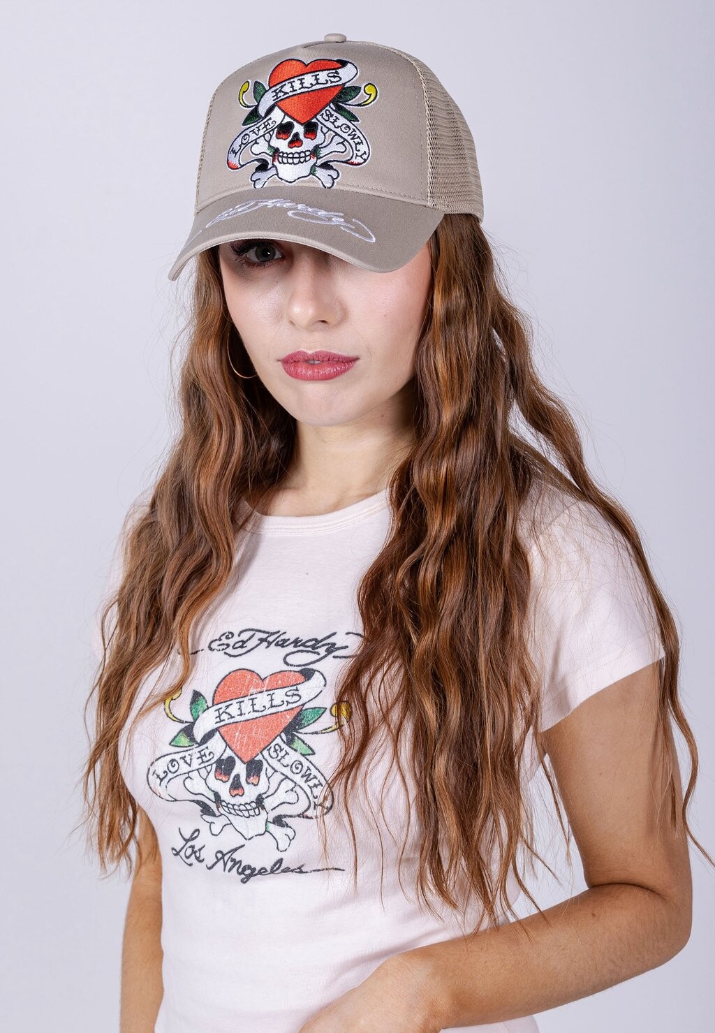 

Шапка Love-Slowly Twill Front Ed Hardy, цвет chinchilla
