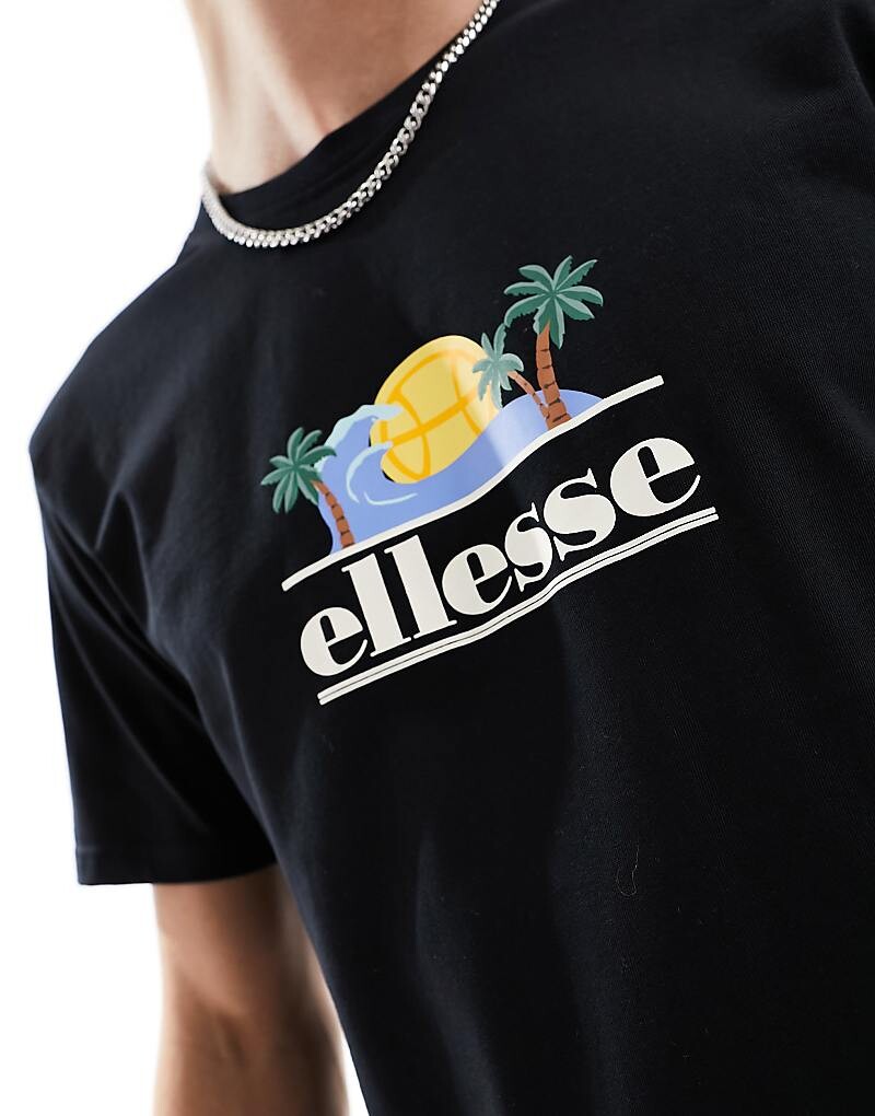 

ellesse – Sitan – Черная футболка с графическим принтом на груди