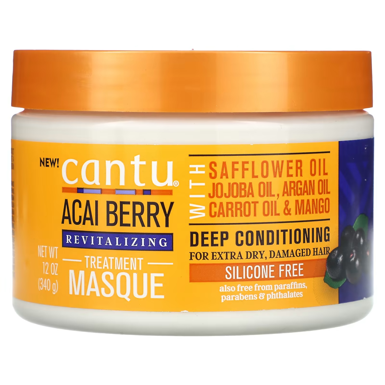 масло ши с маслом розы и манго Маска Cantu Revitalizing Acai Berry, 340 г