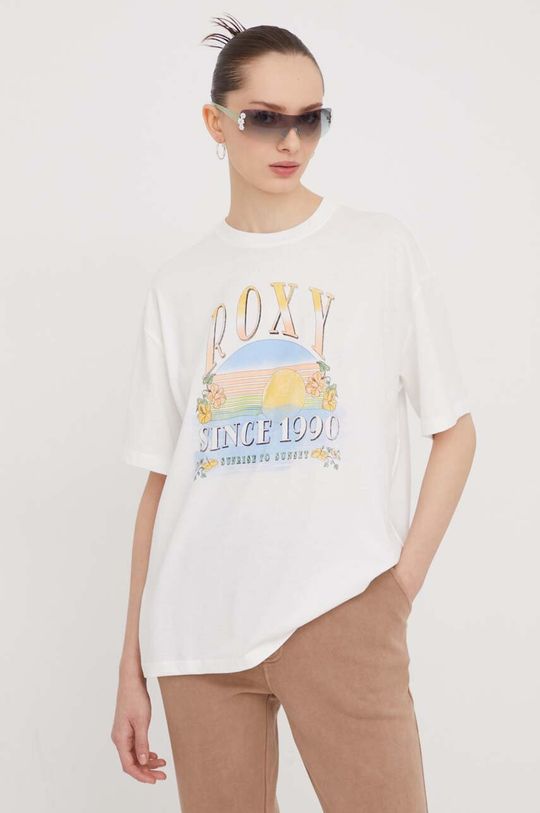 Хлопковая футболка Roxy, белый цена и фото