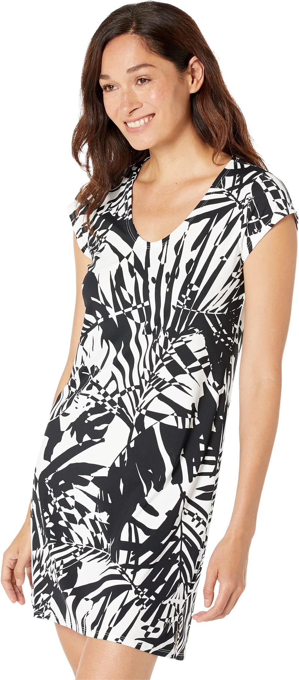 Платье-прикрытие Sunsmart UPF 50+ с принтом L.L.Bean, цвет Black/White Palms