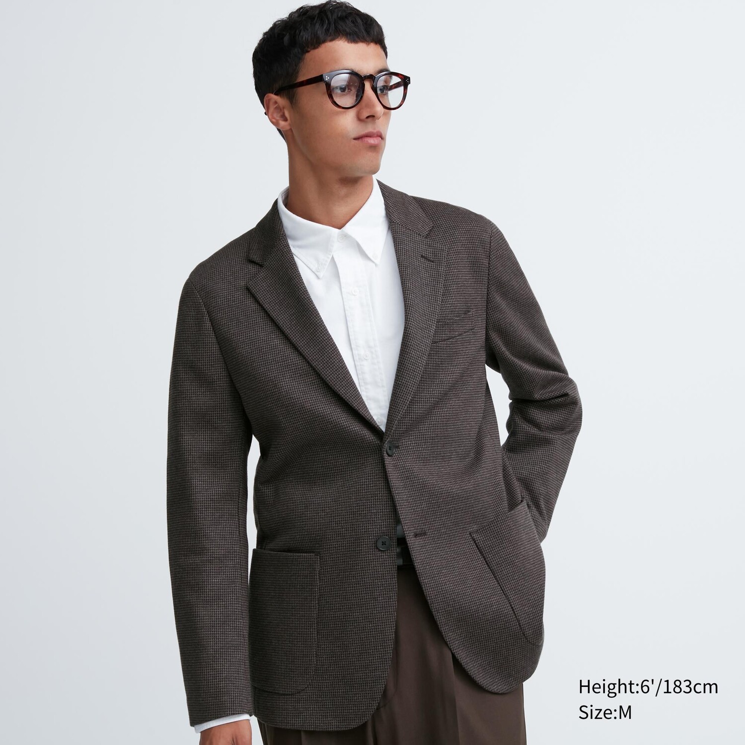 

Пиджак Comfort с узором Uniqlo, темно коричневый
