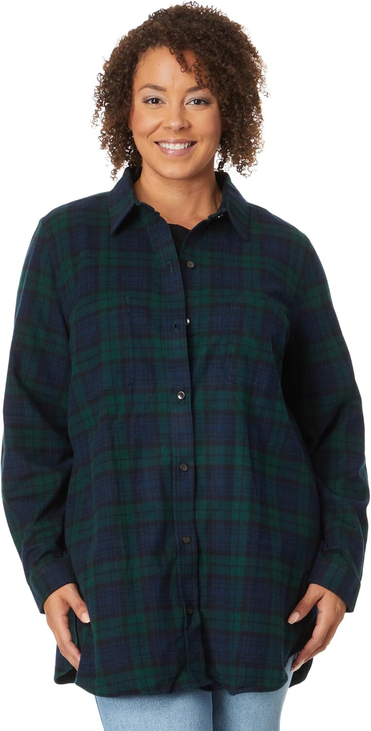 

Рубашка Plus Size Scotch Plaid Flannel Tunic L.L.Bean, цвет Black Watch