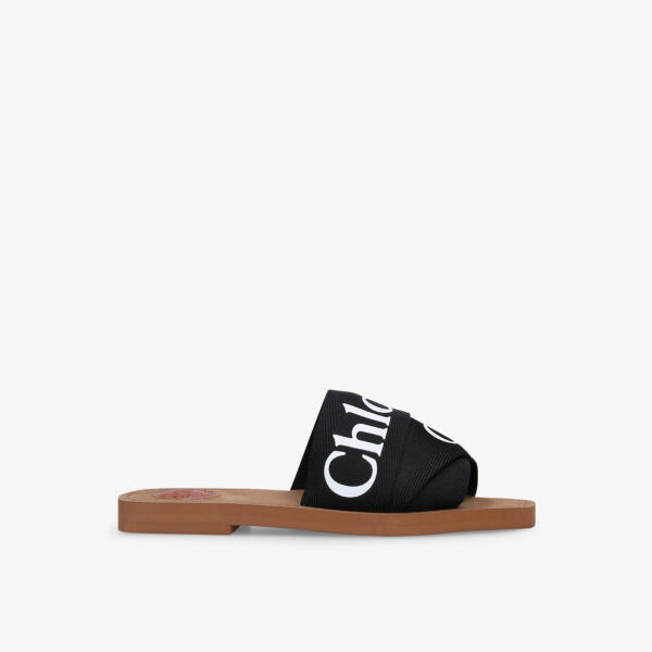 

Босоножки woody из парусины с логотипом Chloé, черный