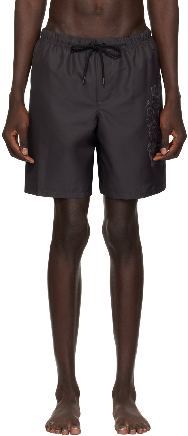 Черные шорты для плавания с картушем Versace Underwear