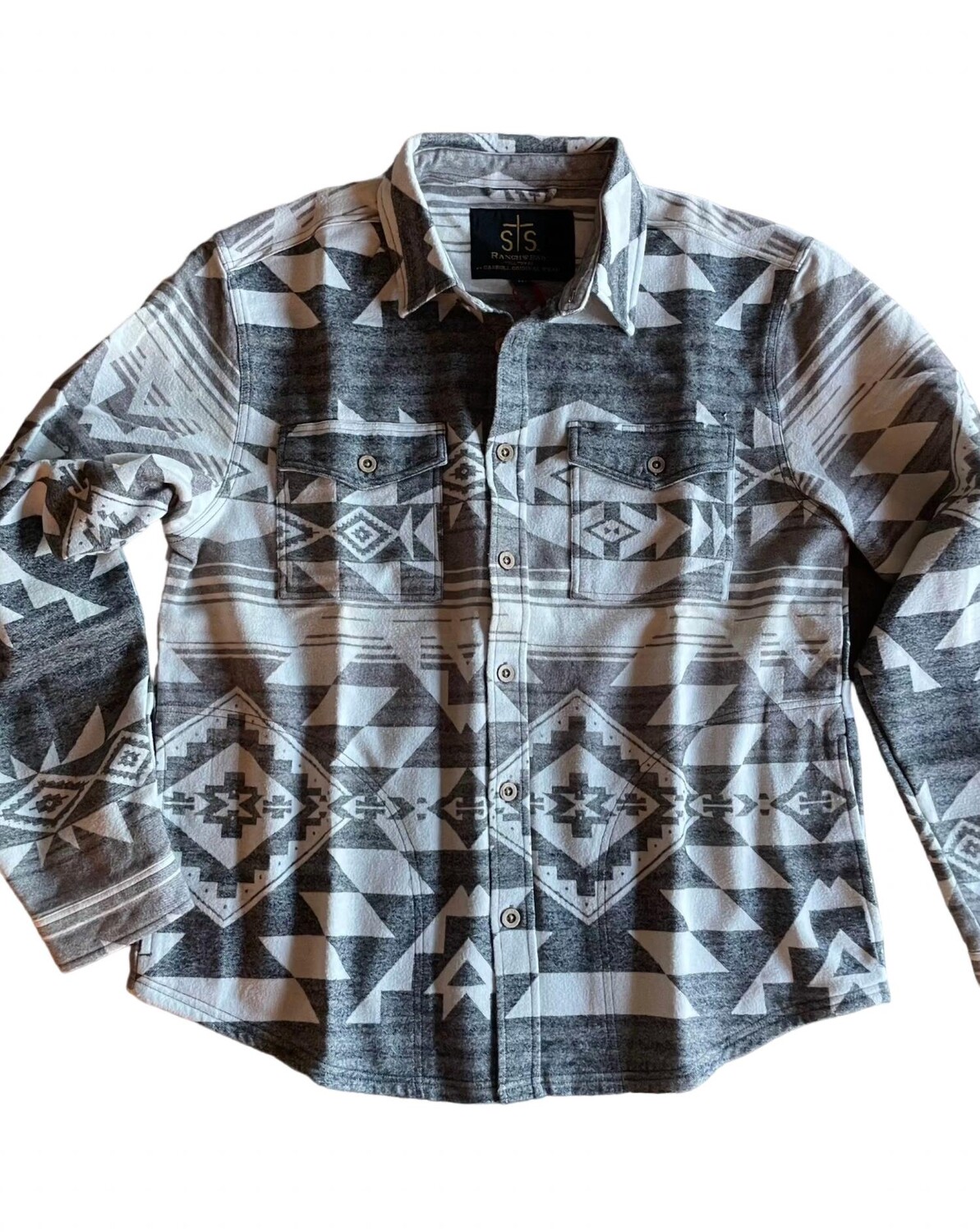 

Мужская куртка-рубашка на пуговицах Aztec кремового/серого цвета STS Ranchwear