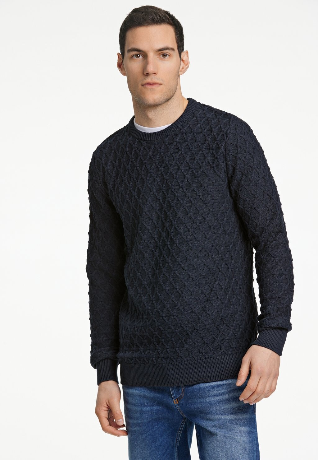

Свитер Lindbergh Cable O-Neck, темно–синий, Черный