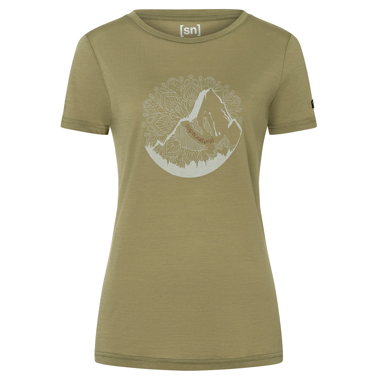 Рубашка из мериноса Super Natural Women's Mountain Mandala Tree Tee, цвет Aloe/Feather Grey/Copper