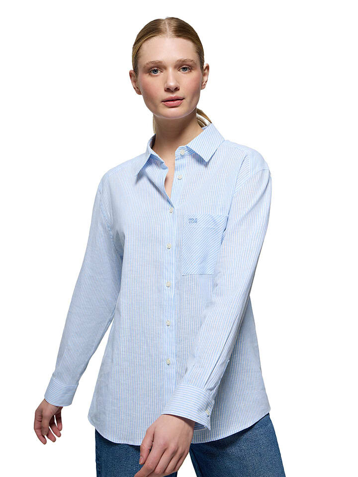 

Блуза Polo Club Niza Loose fit, голубой/белый