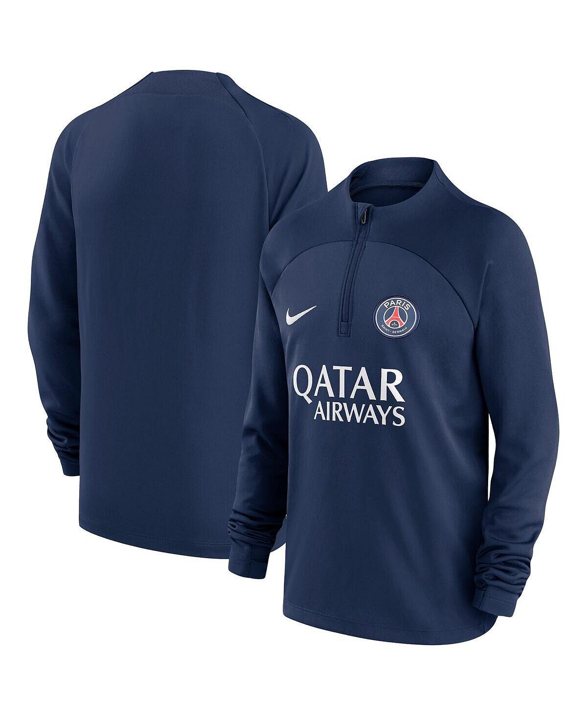 

Темно-синий топ Big Boys Paris Saint-Germain 2023/24 Academy Pro Drill Performance с молнией четверть реглан Nike