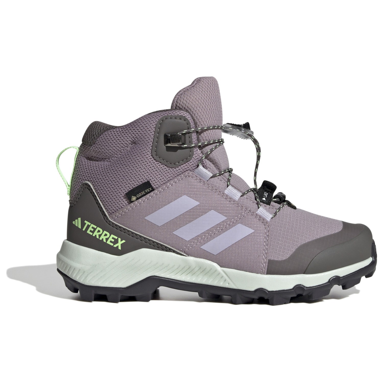 

Ботинки для прогулки Adidas Terrex Kid's Terrex Mid GTX, цвет Preloved Fig/Silver Dawn/Green Spark