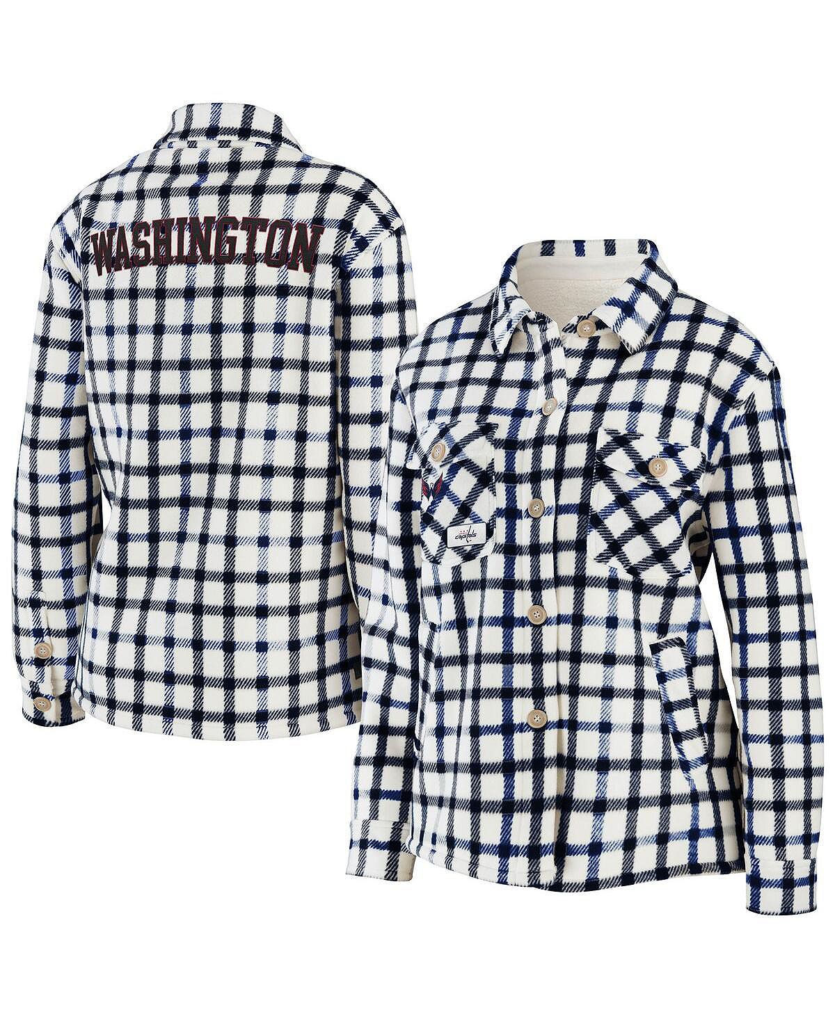 цена Женская овсяная куртка-рубашка на пуговицах в клетку Washington Capitals WEAR by Erin Andrews