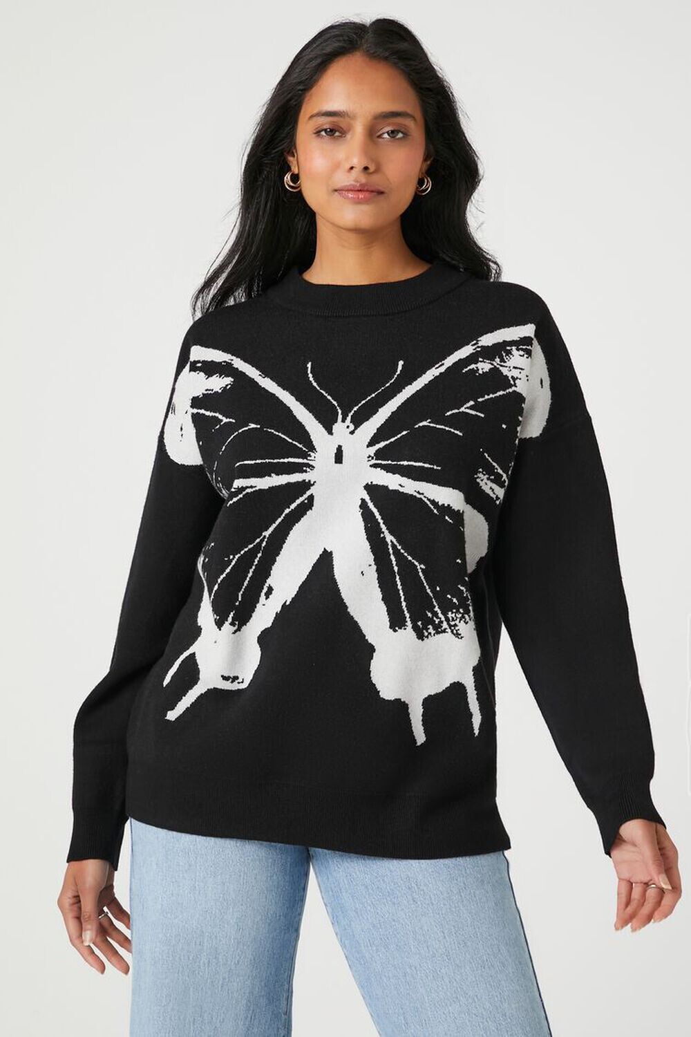 

Свитер с рисунком бабочки Forever 21, черный