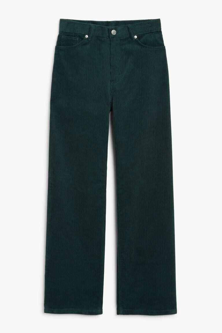

Вельветовые брюки Yoko с завышенной талией и широкими штанинами Monki