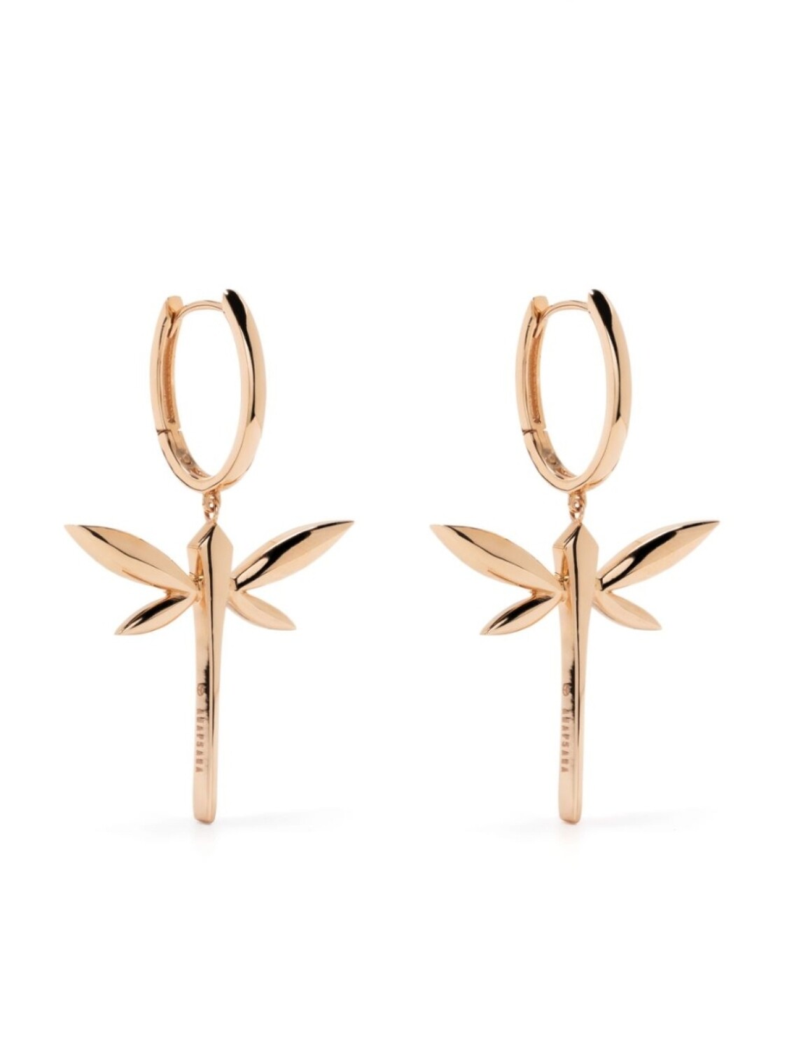 

Маленькие серьги-подвески Dragonfly из розового золота Anapsara, розовый