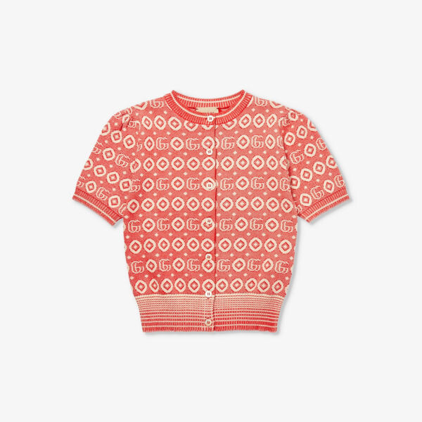 

Кардиган из хлопка с логотипом-жаккардом 6-12 лет Gucci, бежевый