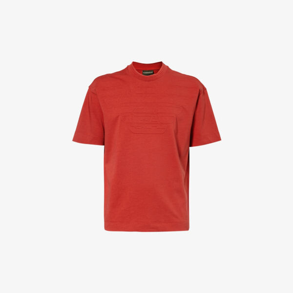 

Футболка из хлопкового джерси с тисненым логотипом Emporio Armani, красный