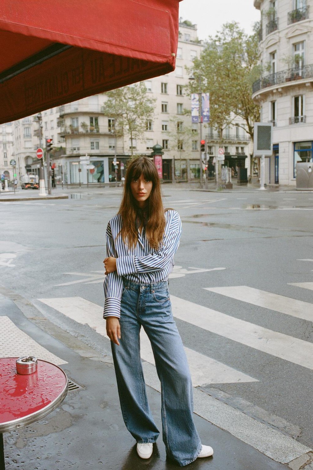 

Джинсы бутк-кат с высокой талией Z1975 ZARA, средне-синий